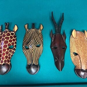 African animals masks genuine hand carved wall decorations
